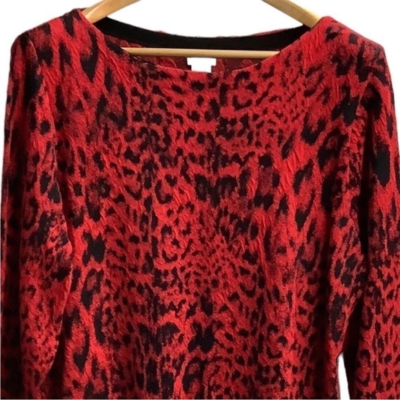 New with Tags -
Chico's Red and Black Animal Print Crew Neck Sweater - Picture 7 of 8